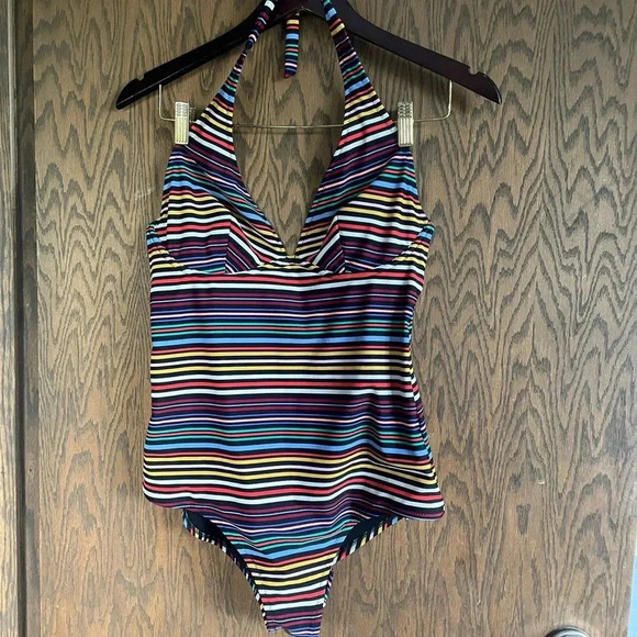 Old Navy Halter Colorful Stripped‎ Swimsuit L - Picture 1 of 4